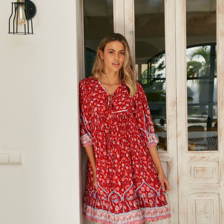 RUBY ROUGE PRINT FRENCH DRESS for wholesale by Jaase