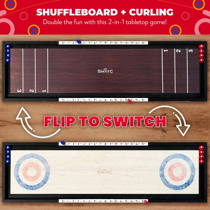 Swooc Games - Wholesale Board Game - 2-in-1 Premium Shuffleboard and Curling Game1