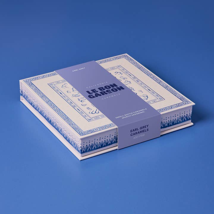 Le Bon Garcon - Caramels - Wholesale Caramel - Earl Grey Caramels, Blue Gift Box 6oz (Tea, Bergamot)0
