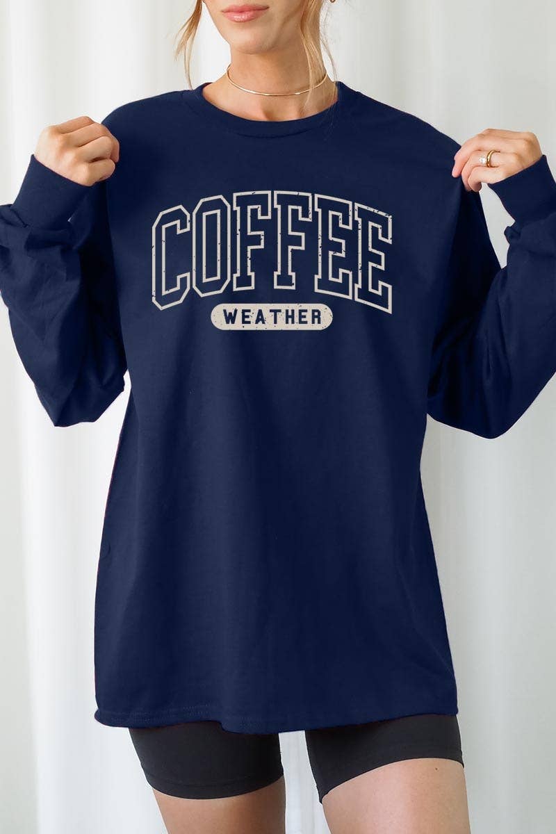 COLORBEAR – wholesale T-shirt (graphic) – women's – Coffee Weather Graphic Plus Long Sleeve Tee10