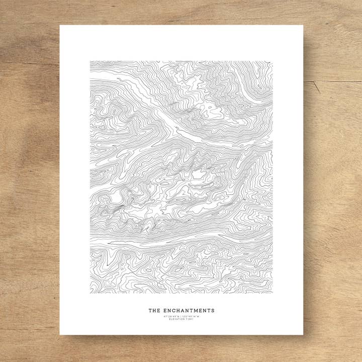 The Enchantments Topographic Map Art Poster Print for wholesale by Topographia Design
