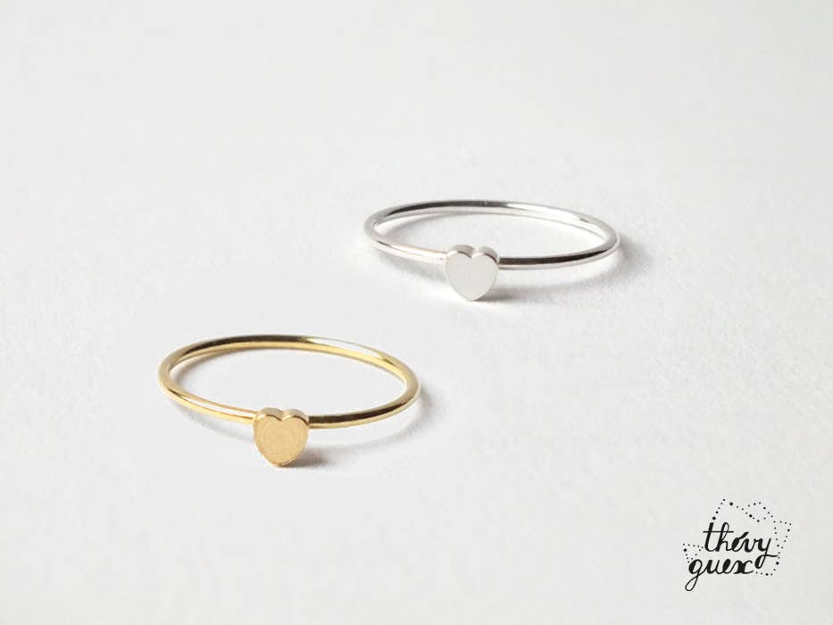 Thévy Guex - Wholesale Band/Stacked Ring - 24k gold plated minimalist mini heart ring2