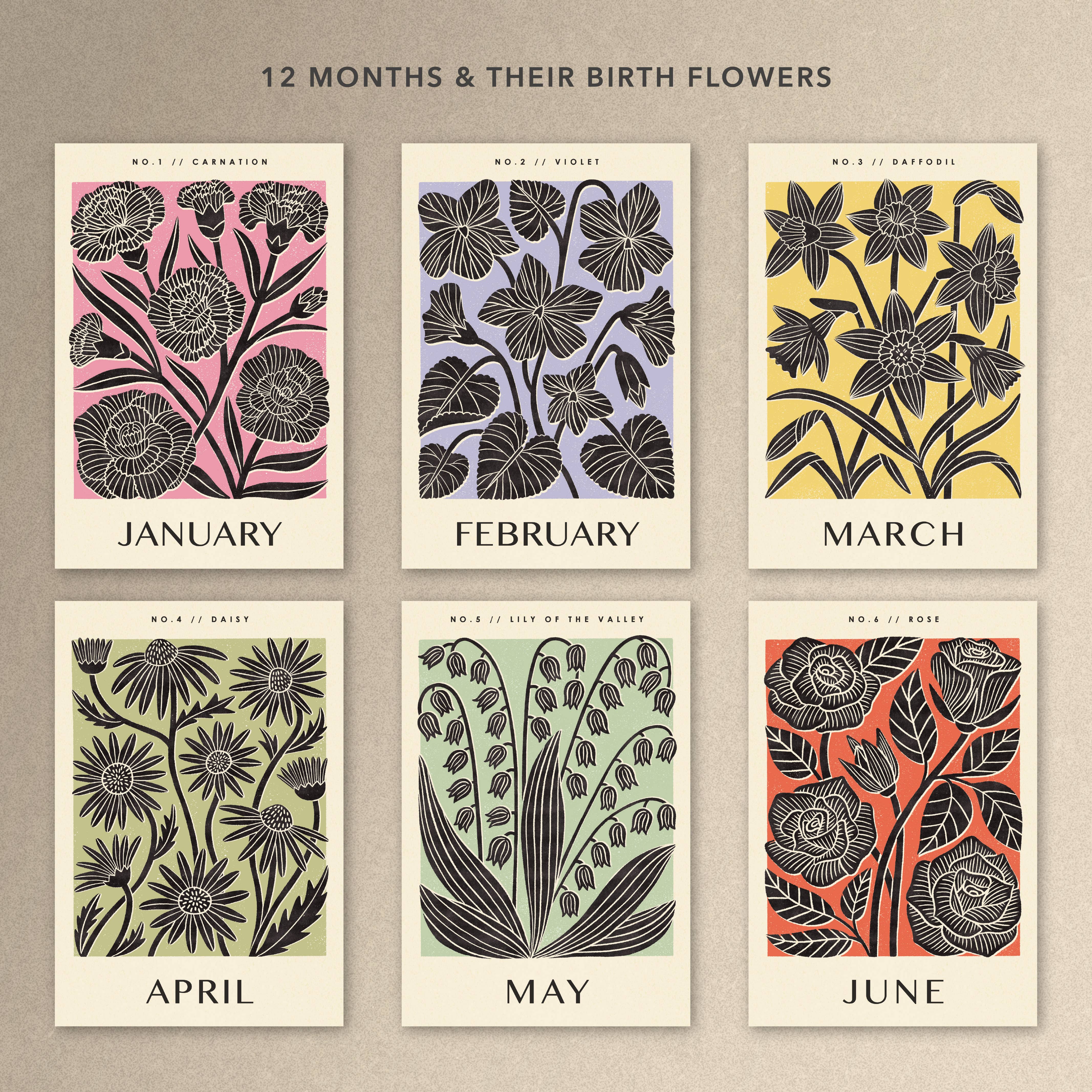 Bird & Co Studio - Wholesale Calendar - Birth Flower Perpetual Birthday Wall Calendar - Slim3