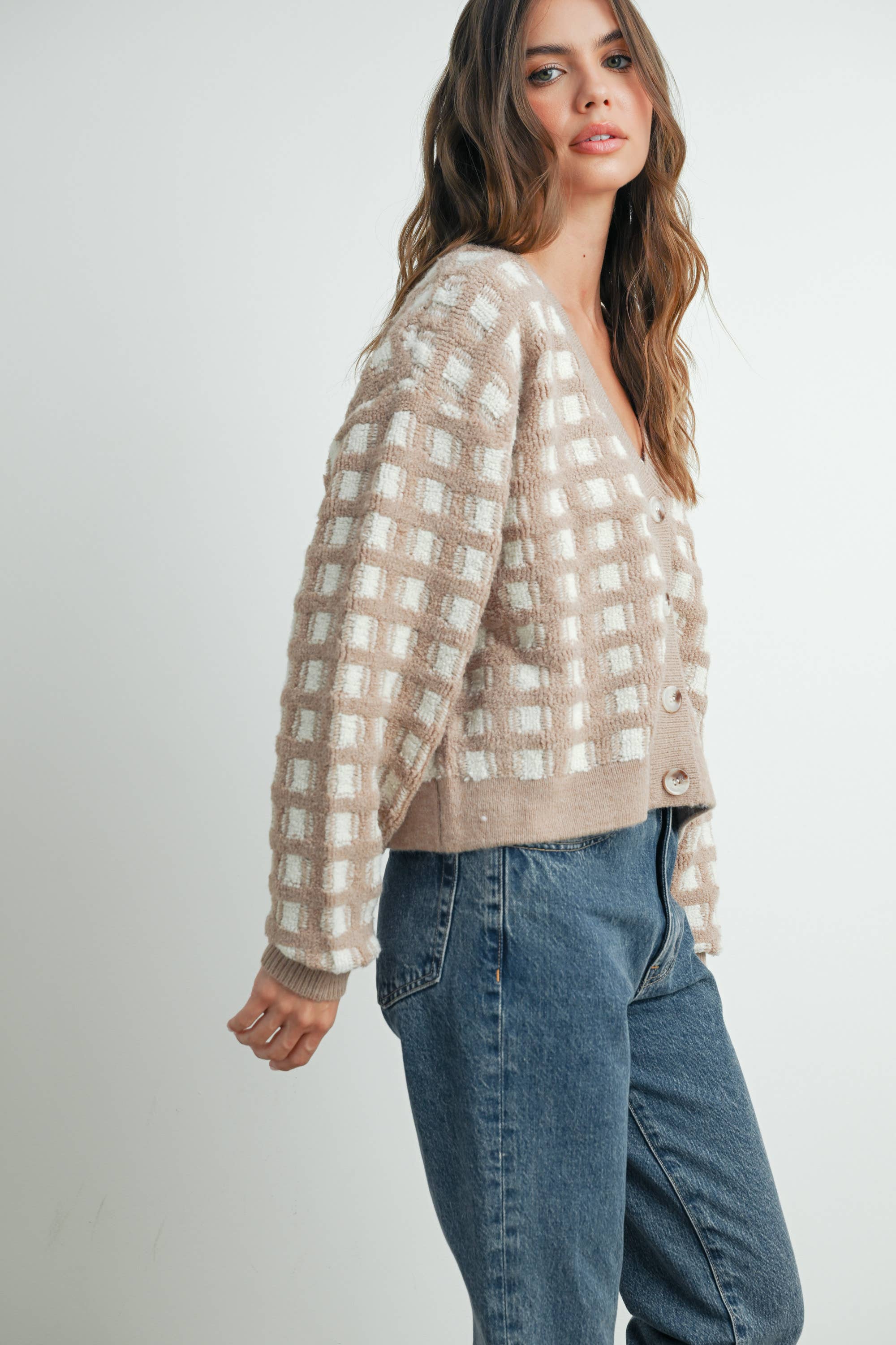 BUTTERMELON – Engroshandel Cardigan - Dame – Cropped V-hals Cardigan - BMC751955