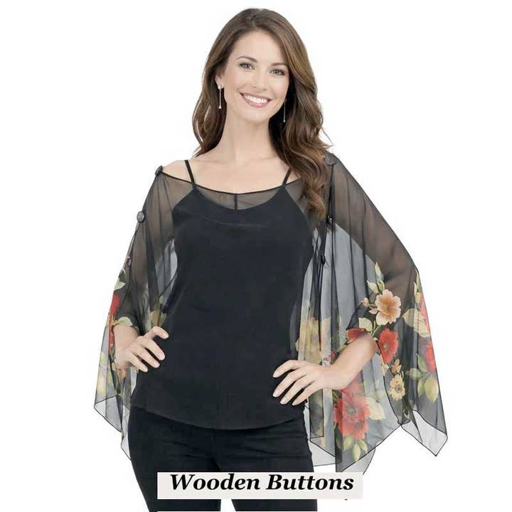 The Magic Scarf Company - Vendita all'ingrosso Poncho - Donna - Poncho/Cappa setosa con sei bottoni33