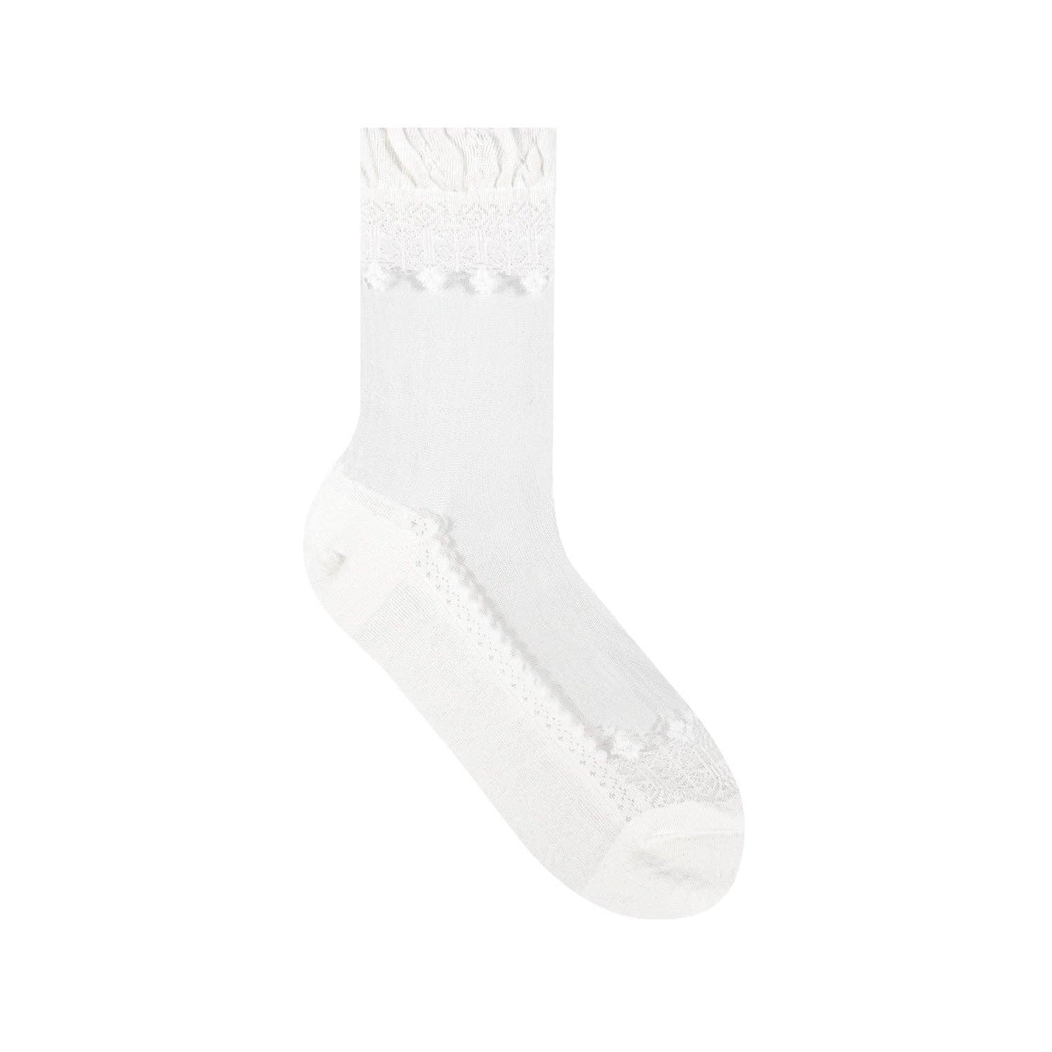 7DAYSSOCKS - Vente Chaussettes – femme - Chaussettes transparentes Crew en dentelle transparente pour femmes1