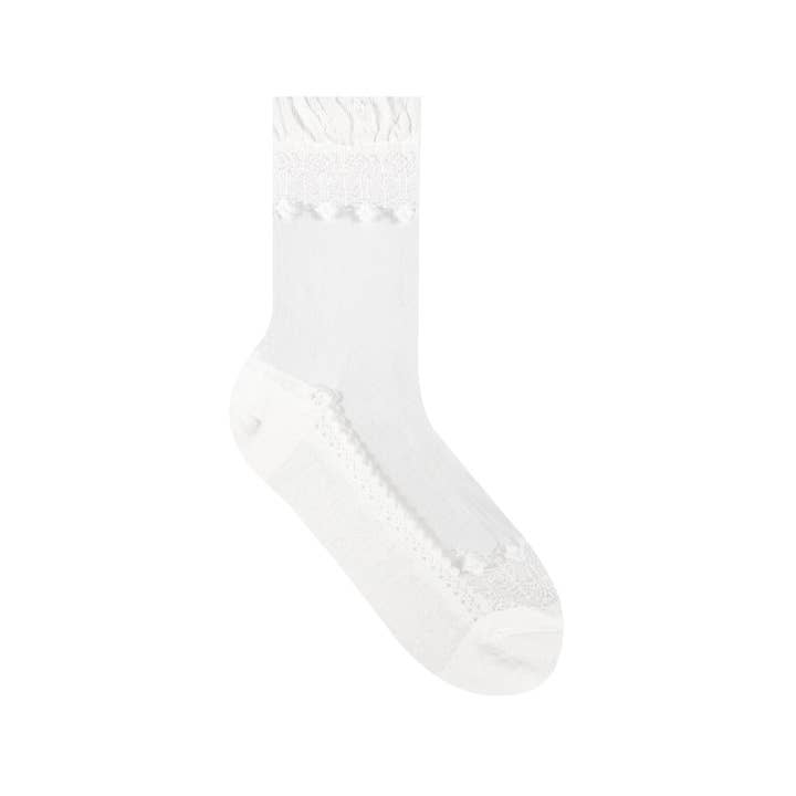 7DAYSSOCKS - Vente Chaussettes – femme - Chaussettes transparentes Crew en dentelle transparente pour femmes1