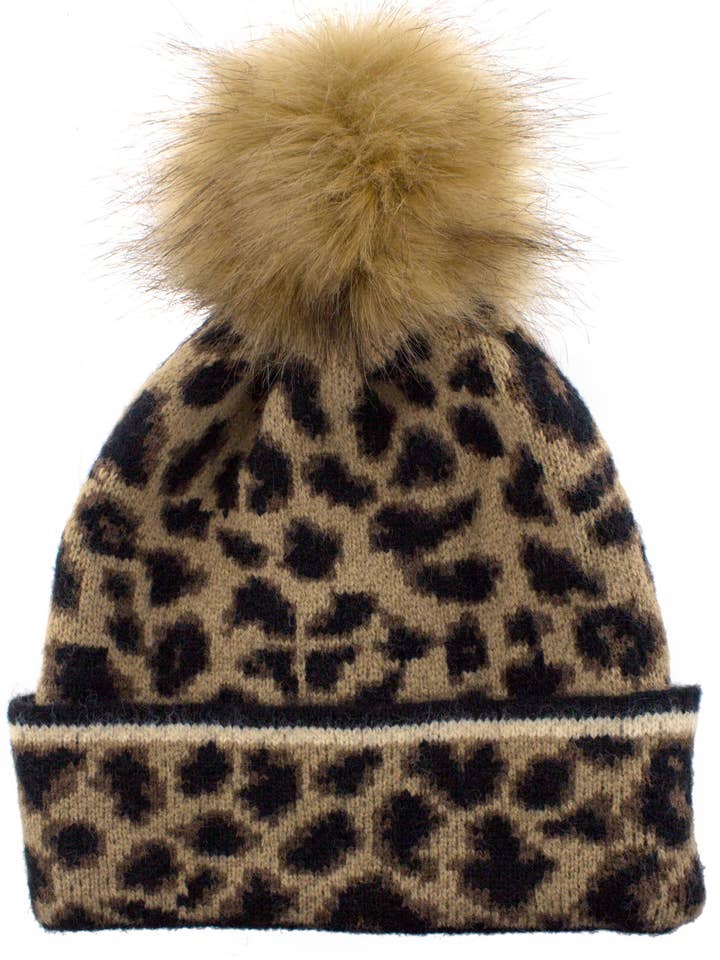 New Fashion Style Leopard Beanie Pom per la vendita all'ingrosso da parte di Suzie Q USA