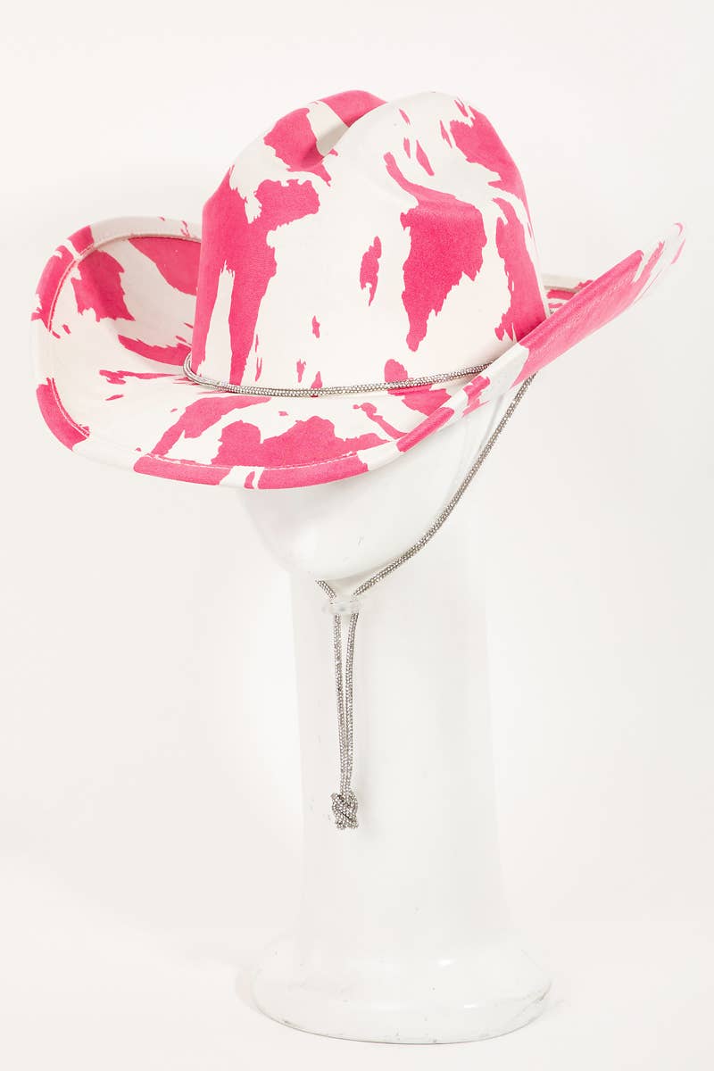 Collections by Fame Accessories - Vente Chapeau de cowboy – femme - Chapeau de cowboy à imprimé de vache4