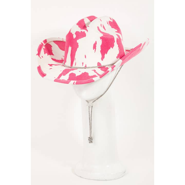 Collections by Fame Accessories - Vente Chapeau de cowboy – femme - Chapeau de cowboy à imprimé de vache4