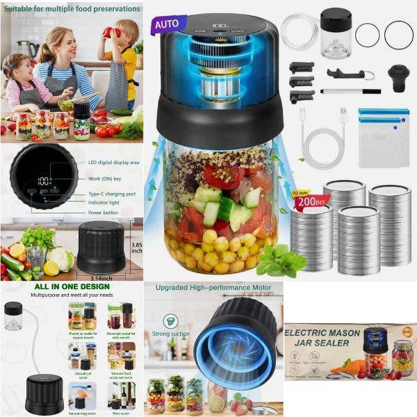St. Louis Wholesale LLC - Wholesale Kitchen Tool/Gadget - Mason Jar Sealer - #PJ-023 - Electric Vacuum Sealer - SealsÂ