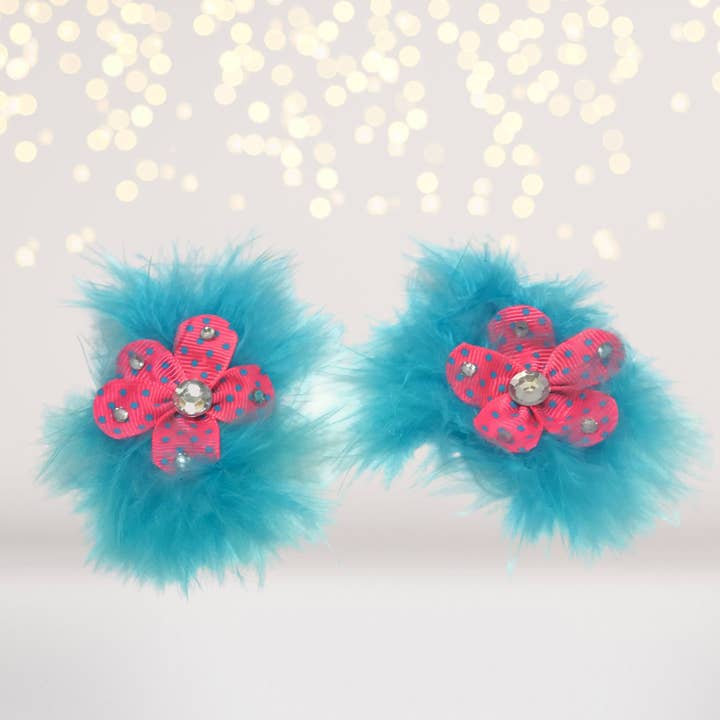 Sweet and Sassy Marabou Flower Hair Clips for wholesale by Chicky Chicky Bling Bling