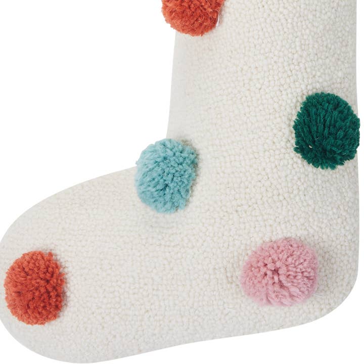 Peking Handicraft - Wholesale Holiday Stocking - Colorful Pom Poms Hook Stocking - Ampersand