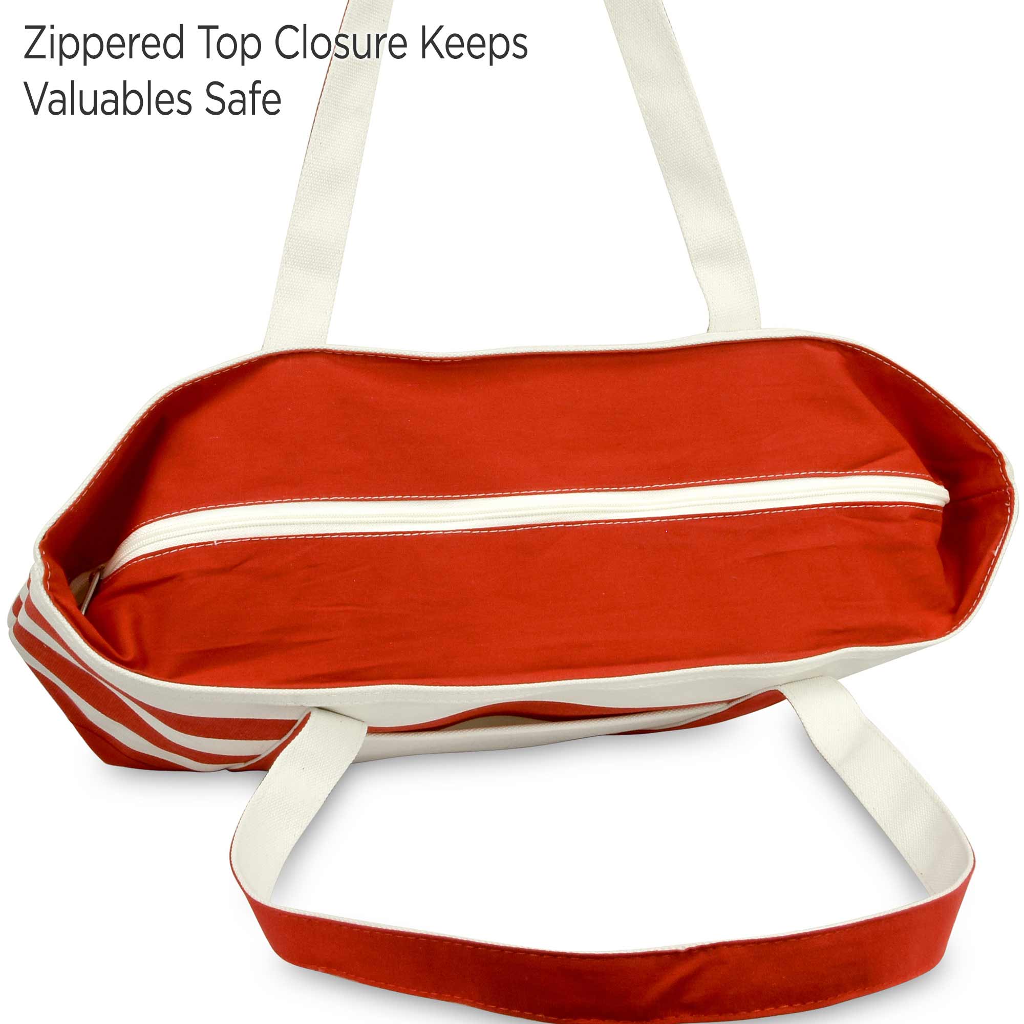 Dalix - Wholesale Tote Bag - Women's - DALIX Ocean Sailboat Womens Embroidered Striped Tote Bag25