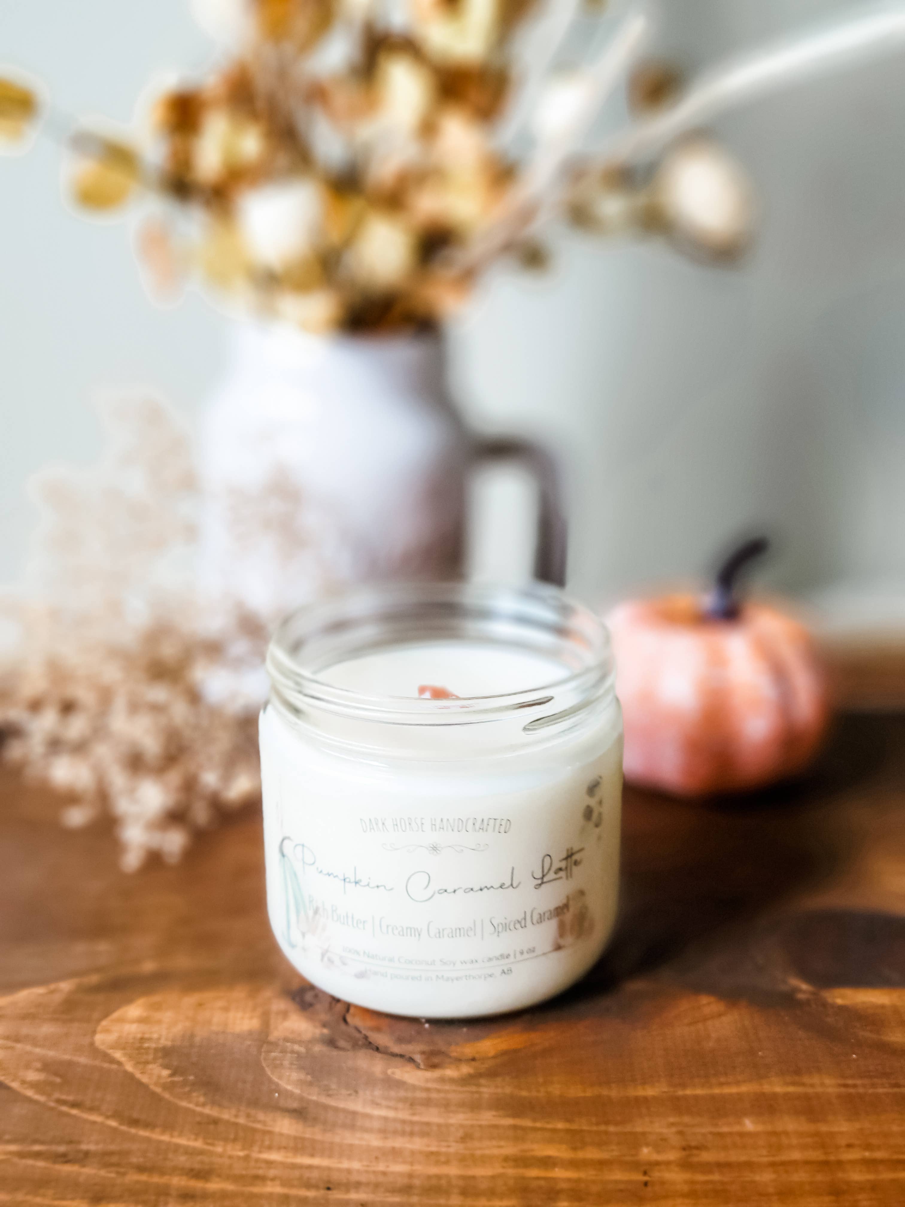 Dark Horse Handcrafted - Wholesale Jar/Filled Candle - Pumpkin Caramel Latte Candle - Autumn Decor | Wood Wick7
