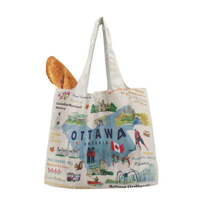 Ottawa City Landmarks Foldable Reusable Bag for Travel Shopping – Canada Gift for wholesale by Northern Icons Canada