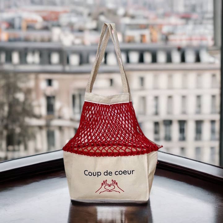 “Coup de coeur” embroidered filet bag for wholesale by SHOPPINETTE