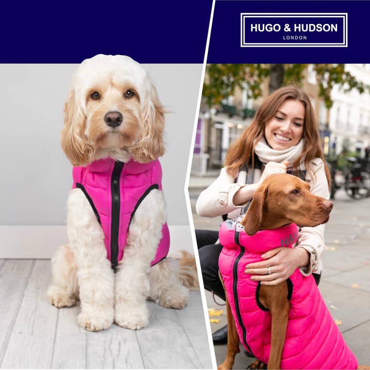 Hugo & Hudson - Wholesale Hondenjack - Hond - Draaibare gewatteerde hondenjas - roze en grijs2
