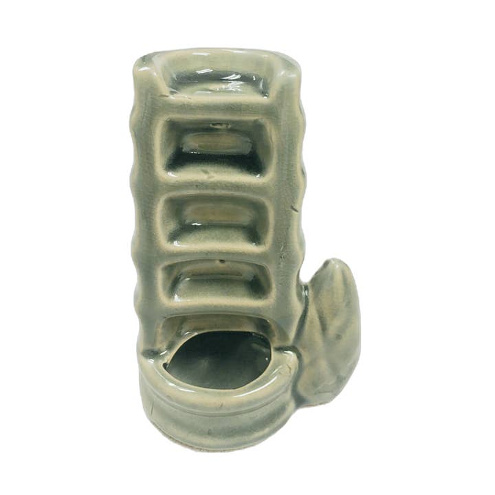 Ceramic Tea Light Oil Burner - Bamboo with Stone Design for wholesale by Ritual Scent