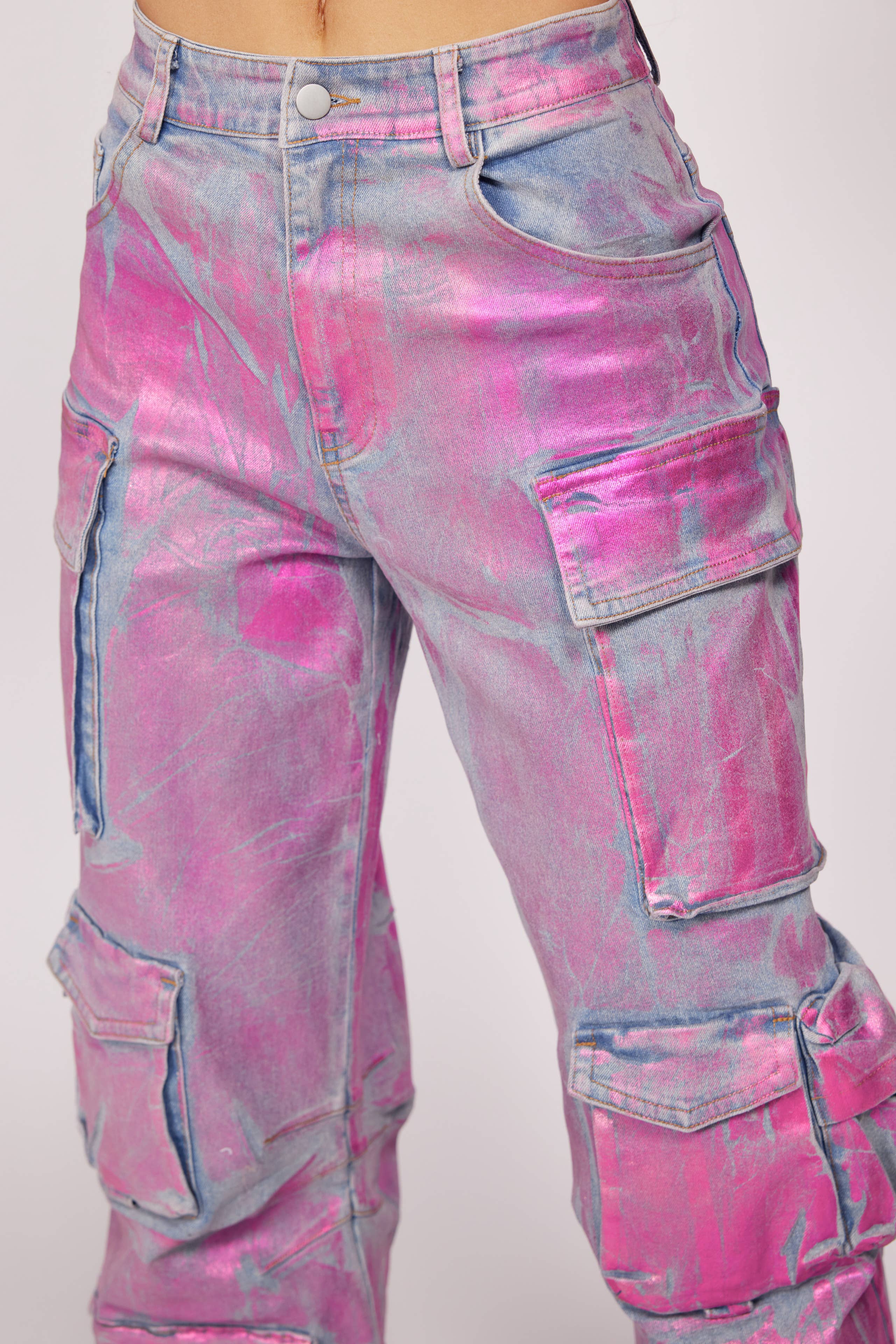 WFFS – Engroshandel Jeans - Dame – Luxe metallic cargobukser i denim9