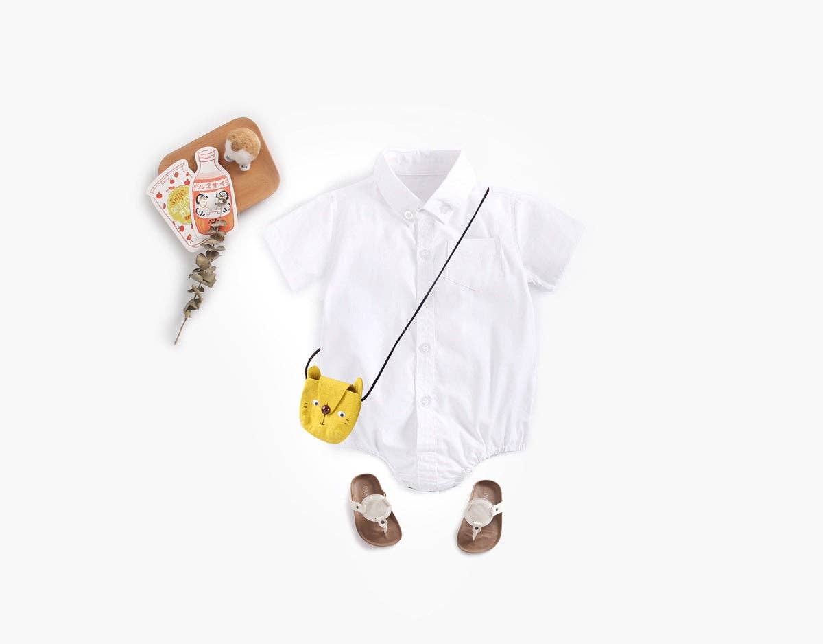 MyKids-USA® - Wholesale Button Down Shirt - Kids - Baby Boy Solid Color Buttoned Shirt With Pockets Short Sleeve bodysuit Online In Summer1