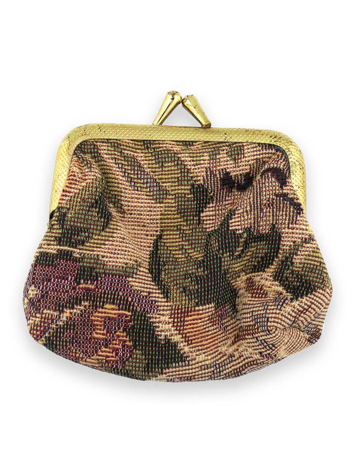 Brocade Rosary Pouch with Sepia Petal Design for wholesale by Village Gift Importers