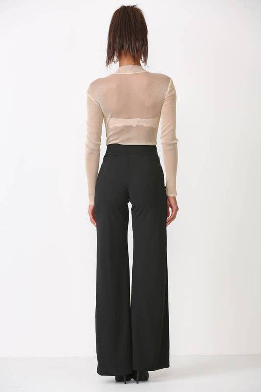 Lemon Tree - Vente Pantalon – femme - PANTALON PALAZZO UNI NOUÉ SUR LE DEVANT4