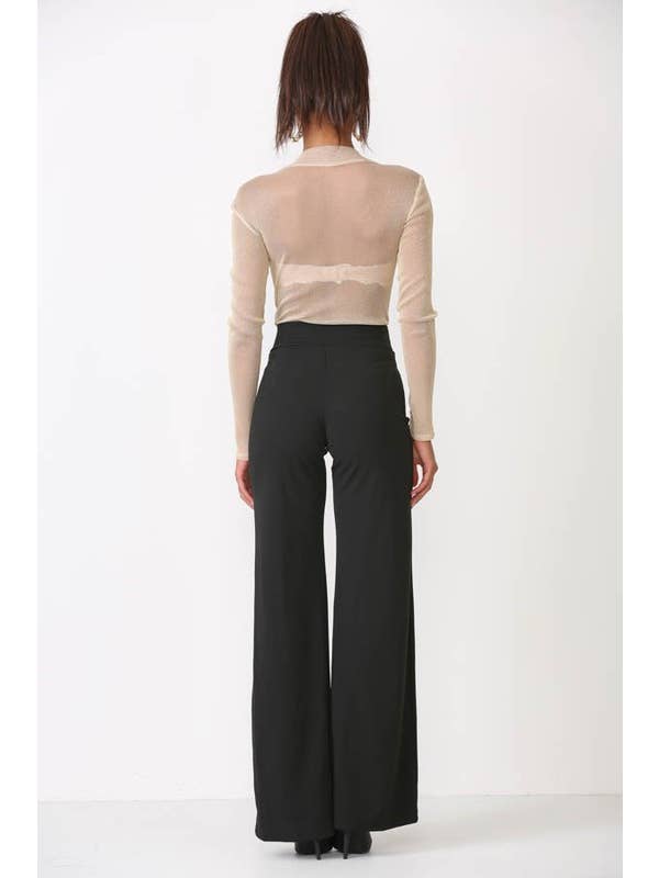 Lemon Tree - Wholesale Pants - Women's - FRONT TIE SOLID PALAZZO PANTS4