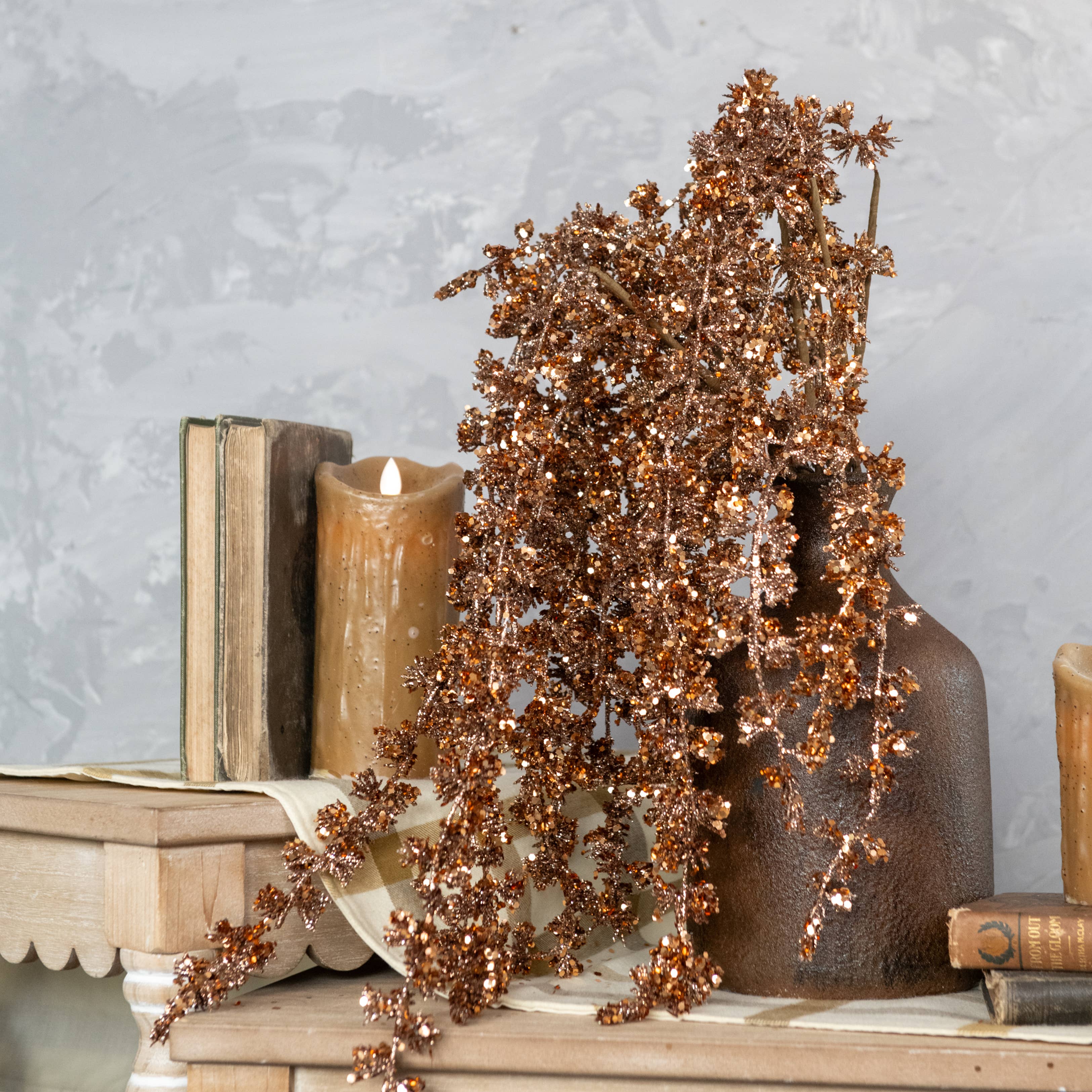 Ragon House – wholesale Konstgjorda blommor – 16" BRONSGLITTRANDE KNOPPAR PLANTA0