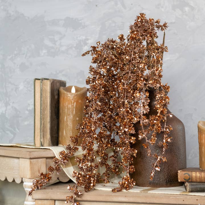 Ragon House – wholesale Konstgjorda blommor – 16" BRONSGLITTRANDE KNOPPAR PLANTA