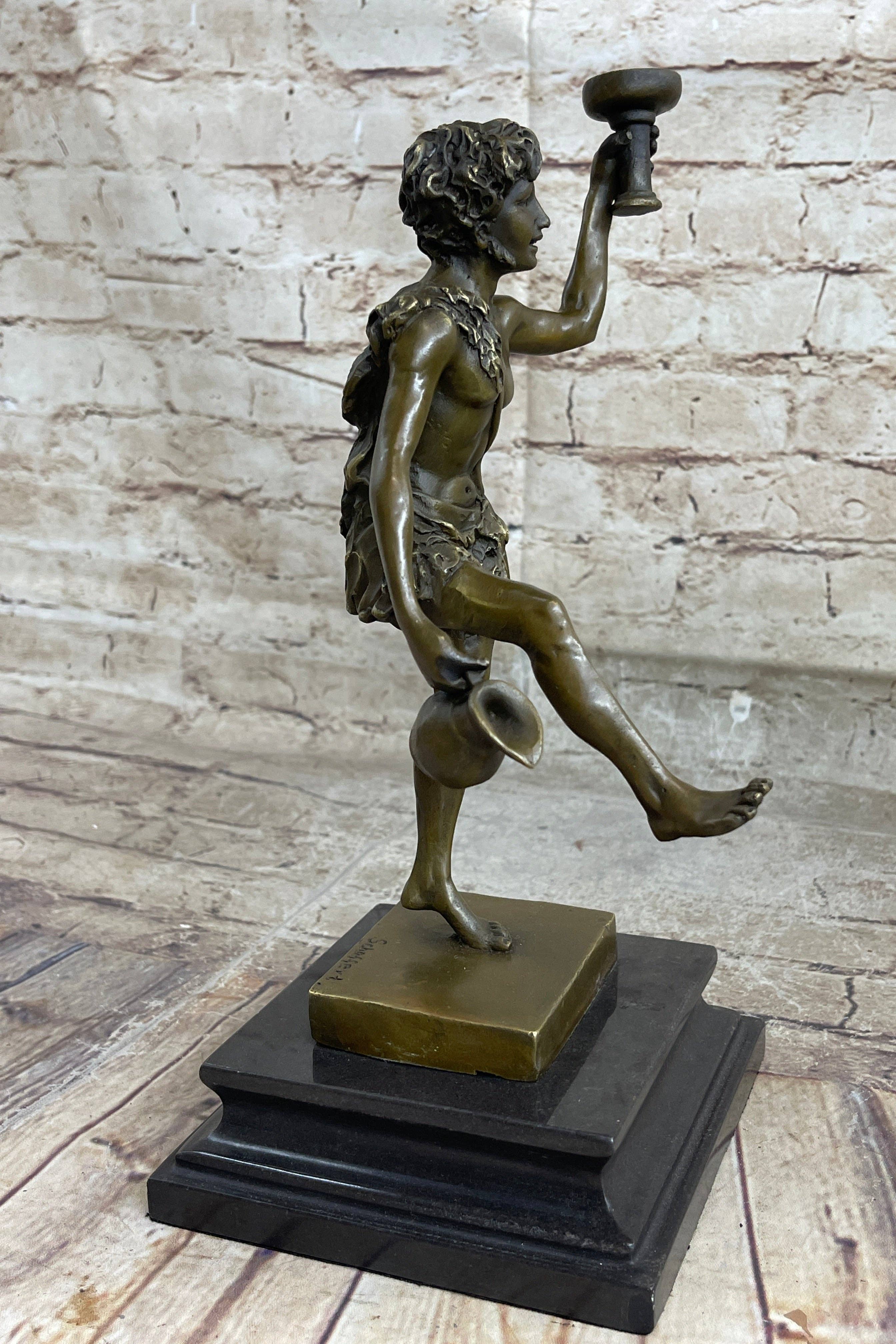 Bronzhaus - Wholesale Sculpture - Greek Roman God of Wine Dionysus Bacchus Bronze Sculpture Statue on Marble Base3