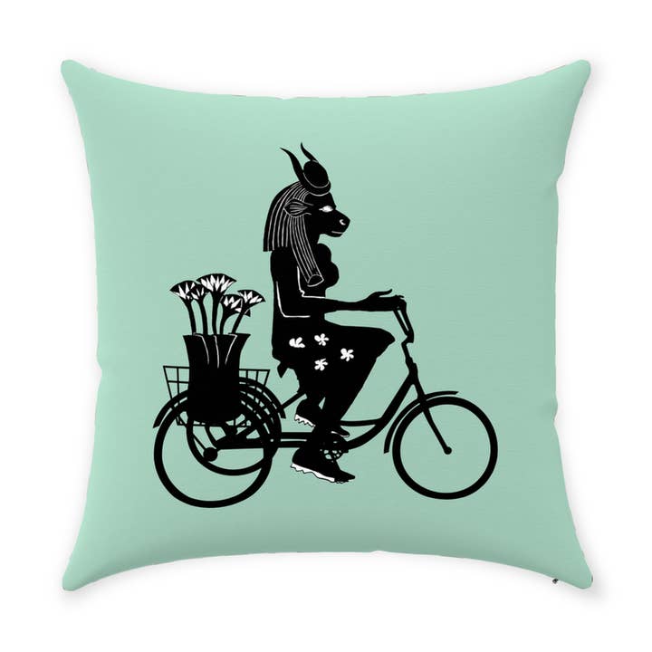 Egyptian Goddess Hathor -- Bike Life Throw Pillow for wholesale by Bicycle Utopia