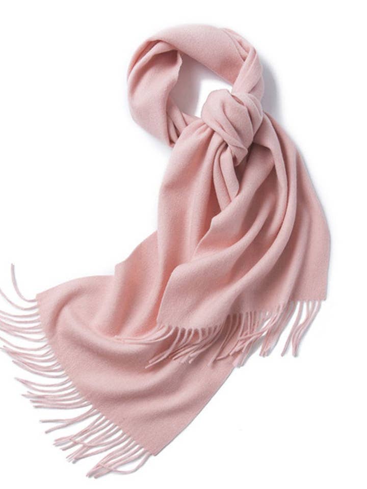 Écharpe en laine d'agneau tissée unie rose pour la vente par Hommard