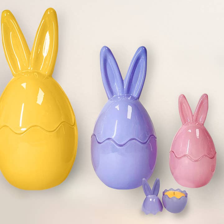 Velas de Cristal con Conejo - Juego de 3 para venta al por mayor de Seda France Candles