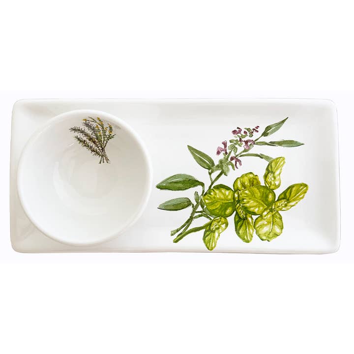 Ensemble d'assiette/plateau et bol rectangulaires pour herbes de jardin pour la vente par Abbiamo Tutto