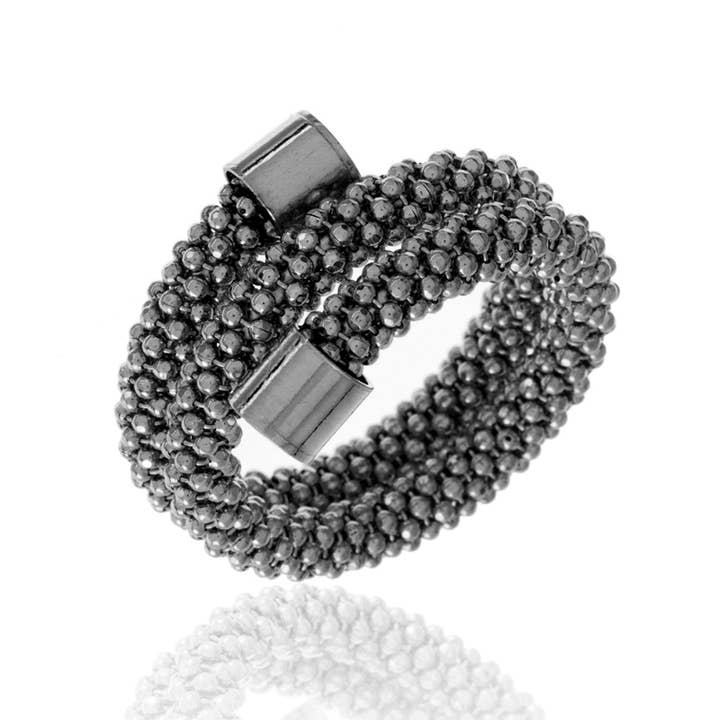 Silver ring - ruthenium silver for wholesale by Buganto