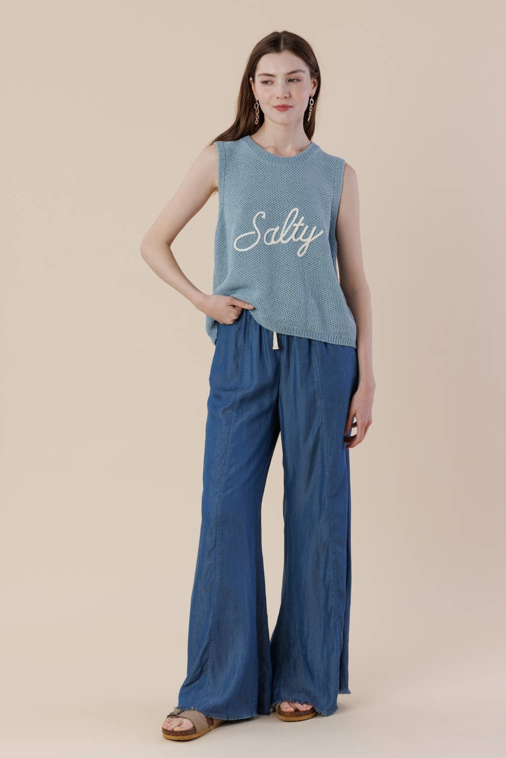 A & SHE – Großhandel T-Shirt – Damen – Salty Strickpullover-Top – Ärmellose Sommerweste5