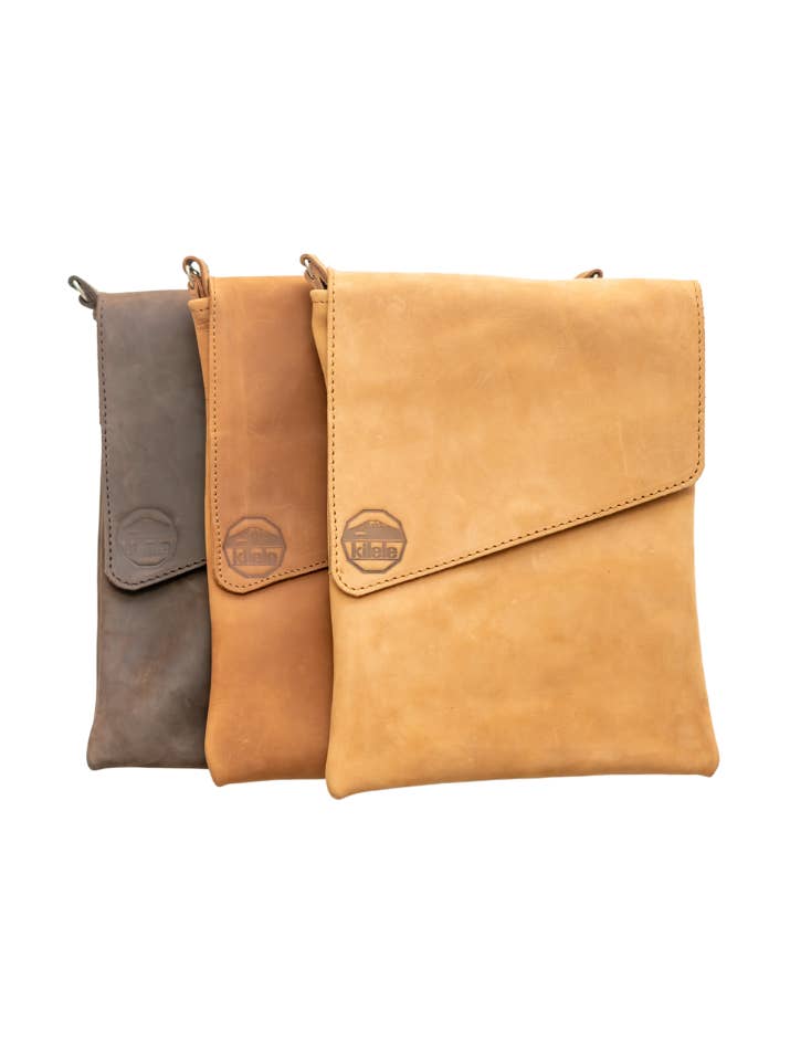 Crossover Bag Leather for wholesale by Jubilee Trading Co. | Ethical Trade Decor + Accessories