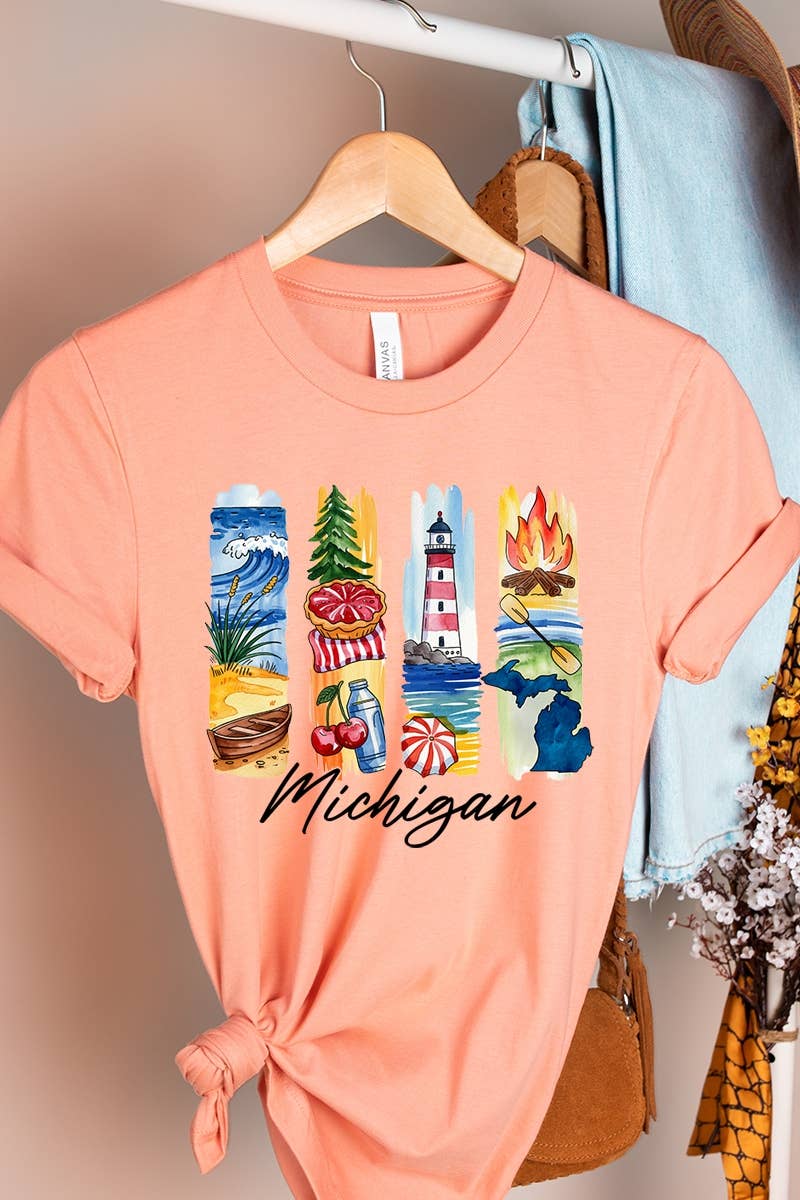 COLORBEAR - Wholesale T-Shirt (Graphic) - Women's - Michigan State Brushstroke Graphic Tee17