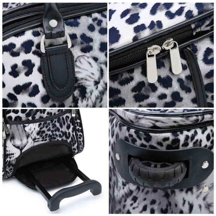 Papaya Fashion Ltd - Venta al por mayor Maletas - Maleta grande Holdall-512 ruedas con estampado de leopardo