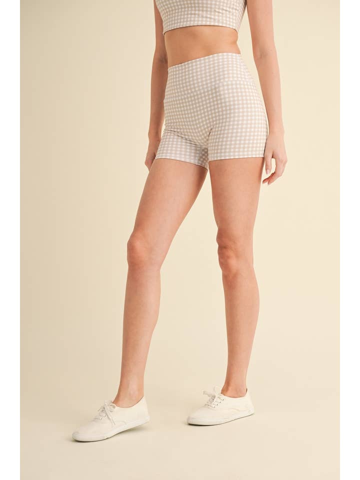 KIMBERLY C - Wholesale Athletic Shorts - Women's - Gingham Print Mid-Rise Mini Shorts18