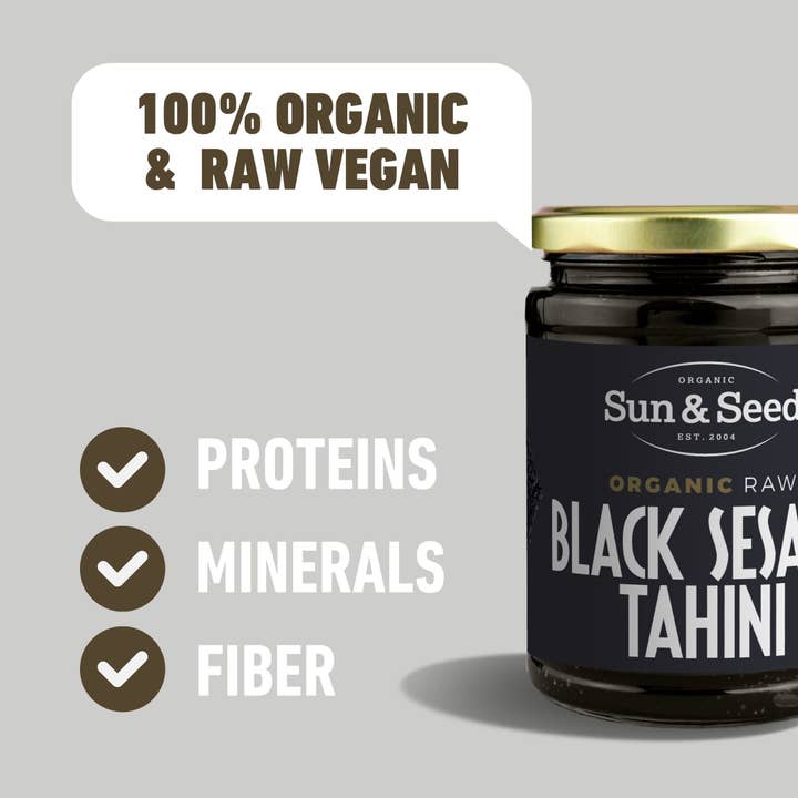 Sun & Seed – wholesale Nut butter – Organic Raw Black Sesame Tahini 500g1