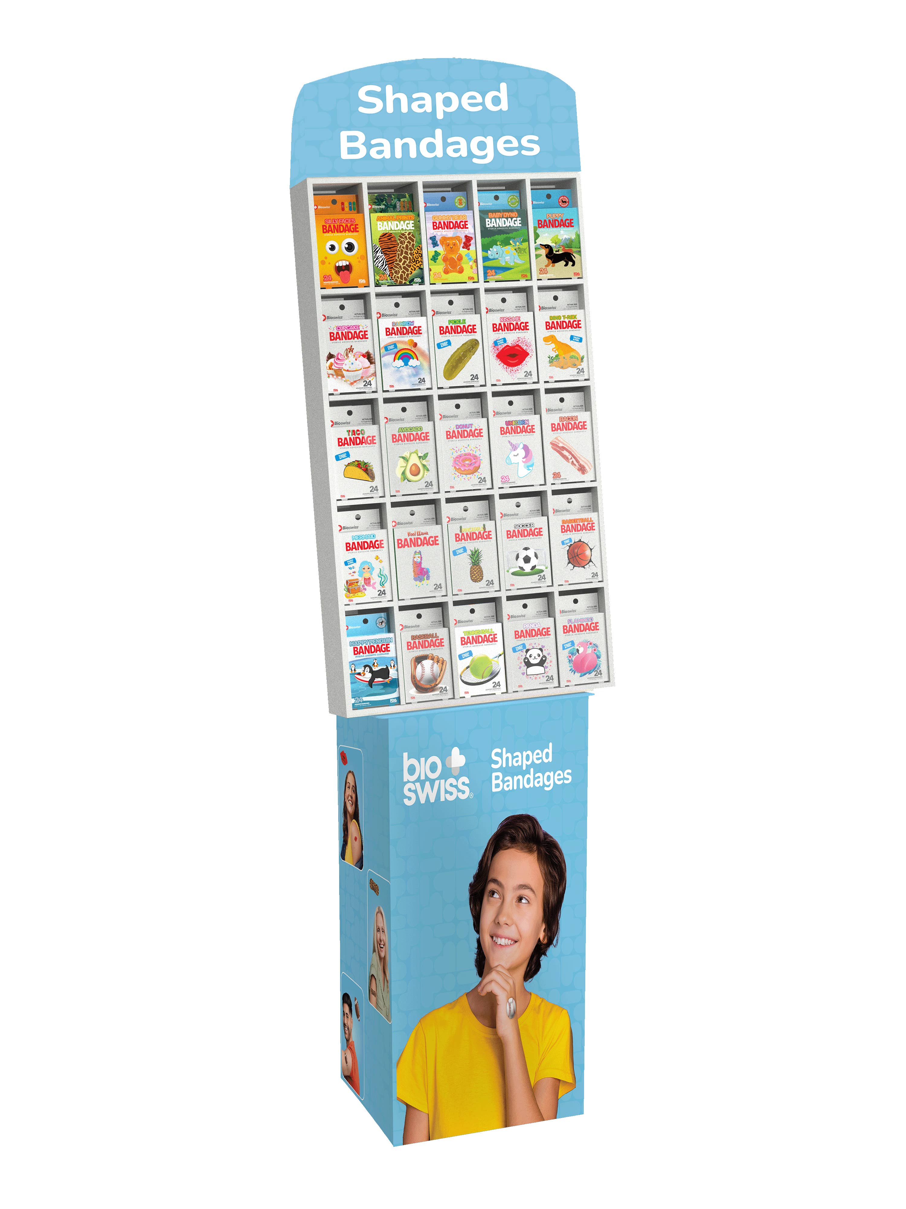 Donnamax Inc. - Wholesale Bandaids/Bandages - 24 count Shaped Bandages in Cardboard Box. 100 piece display
