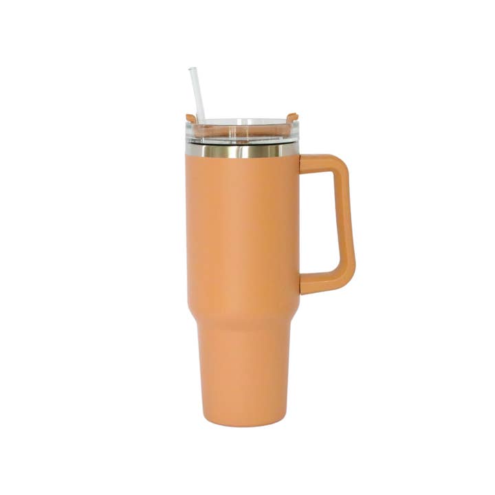Creative Gifts International Inc. - Wholesale Insulated Mug/Tumbler - 40 Oz Stainless Steel Tumbler with Handle & Straw - Clay1
