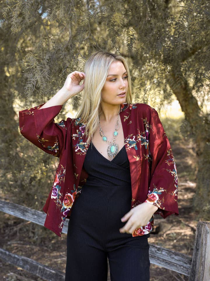 Leto Accessories - Wholesale Cardigan - Women's - Country Girl Rose Summer Cardigan