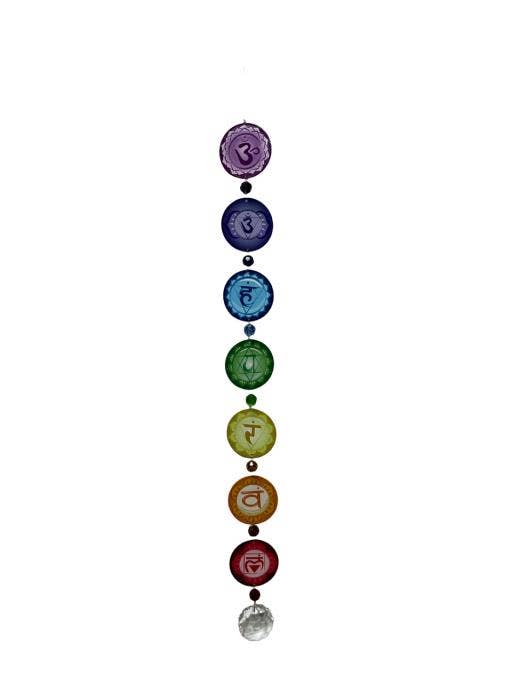 International Gifts Ltd. - Wholesale Wind Chime - Zenn Stainless Steel Crystal Sundrop 7 Chakra Wind Chim-0810