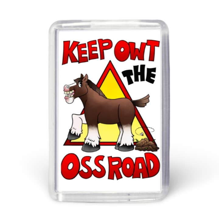 Mantenha-se afastado da Estrada dos Ossos! Íman Acrílico para Frigorífico por atacado de Black Country Cards
