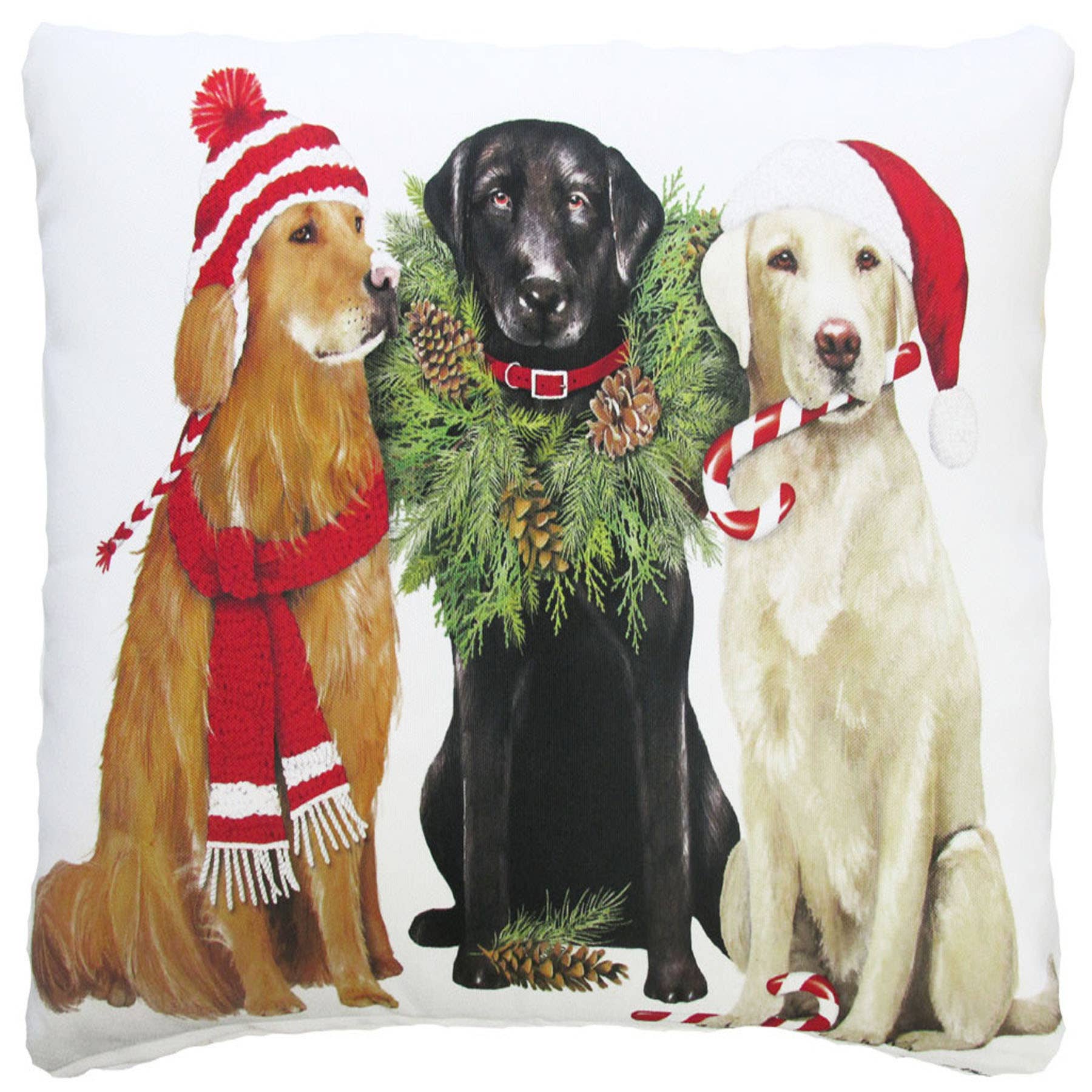 Magnolia Casual - Wholesale Throw/Decorative Pillow - Pillow - Christmas Dog Trio - indoor / outdoor cushion2