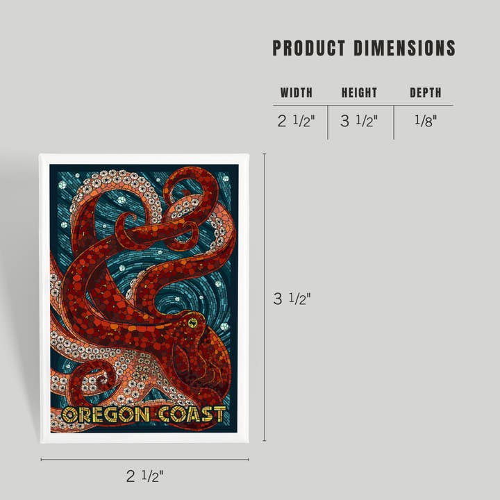 Lantern Press - Wholesale Magnet - MAGNET Oregon Coast, Octopus, Mosaic