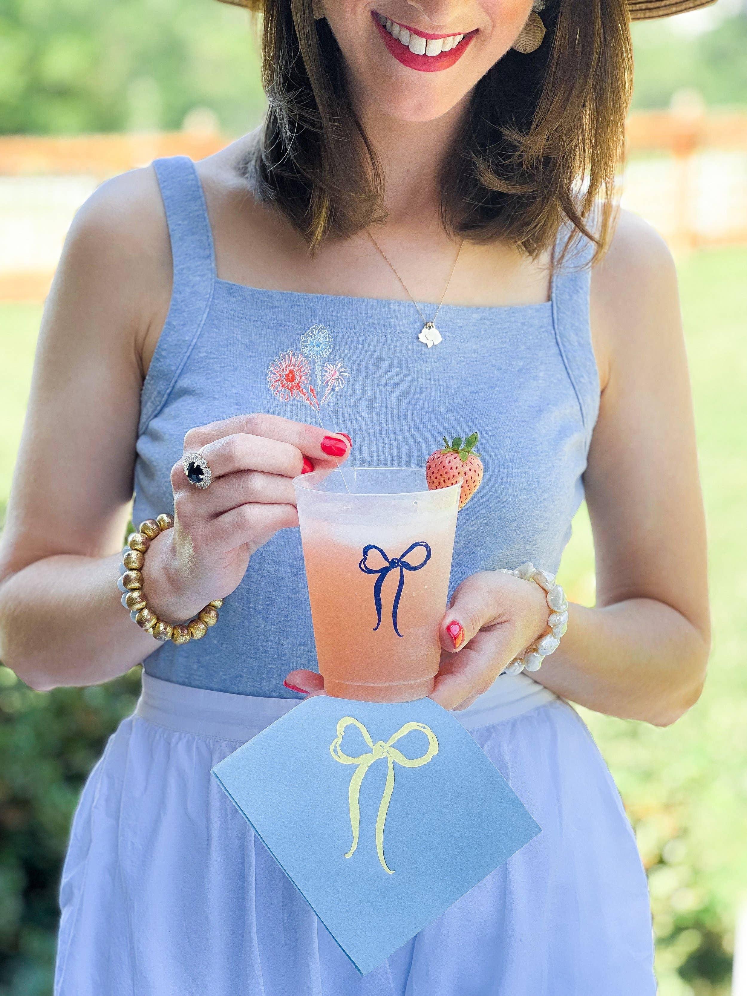 Simply Jessica Marie - Wholesale Wegwerpservet - Blue Bow luxe cocktailservetten in goudfolie, set van 204